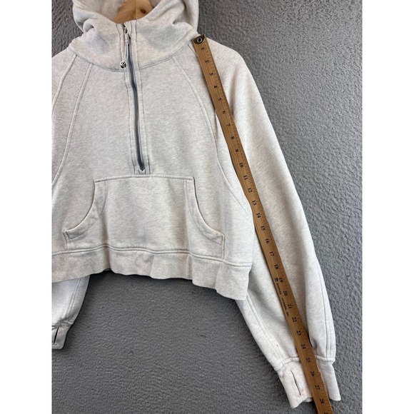 Lululemon Cropped Quarter Zip Hoodie Gray M L Thumbholes Athleisure - Picture 8 of 11